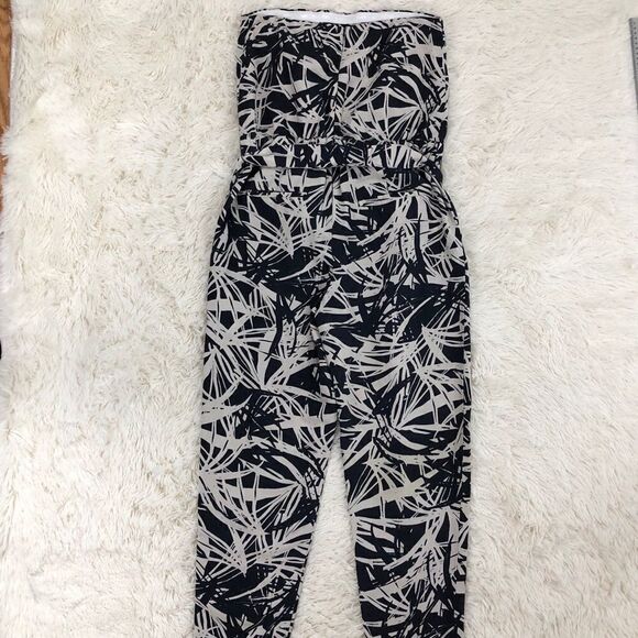 LOFT Jungle Fever Strapless Black Jumpsuit 2 - Picture 3 of 9